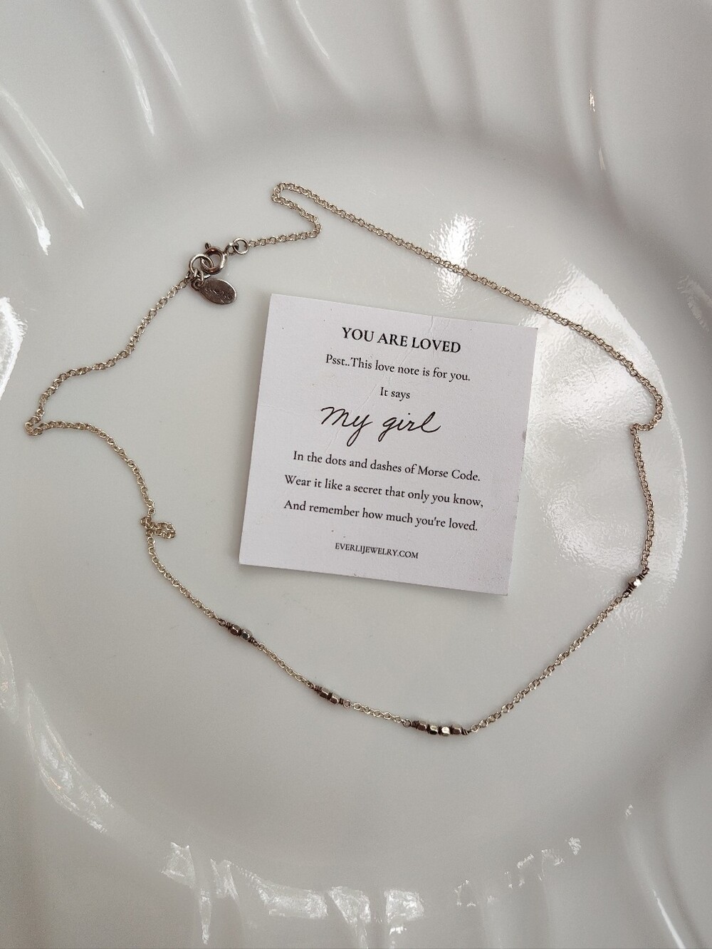 Morse Code Sterling Silver Choker Necklace 16" Dainty Minimalist Jewelry Everli